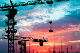 Excavator machine on construction site